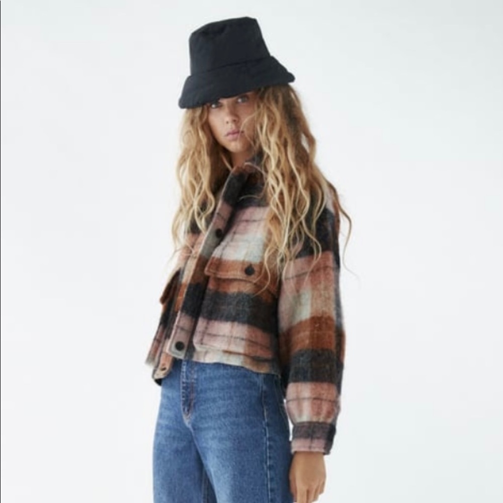 Zara cropped plaid over shirt